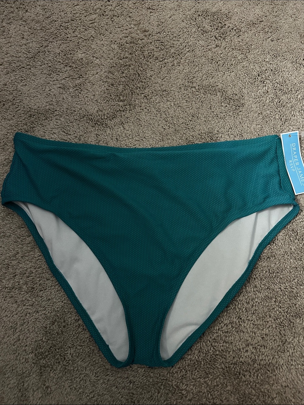 Draper James Teal High-Waist Bikini Bottoms NWT